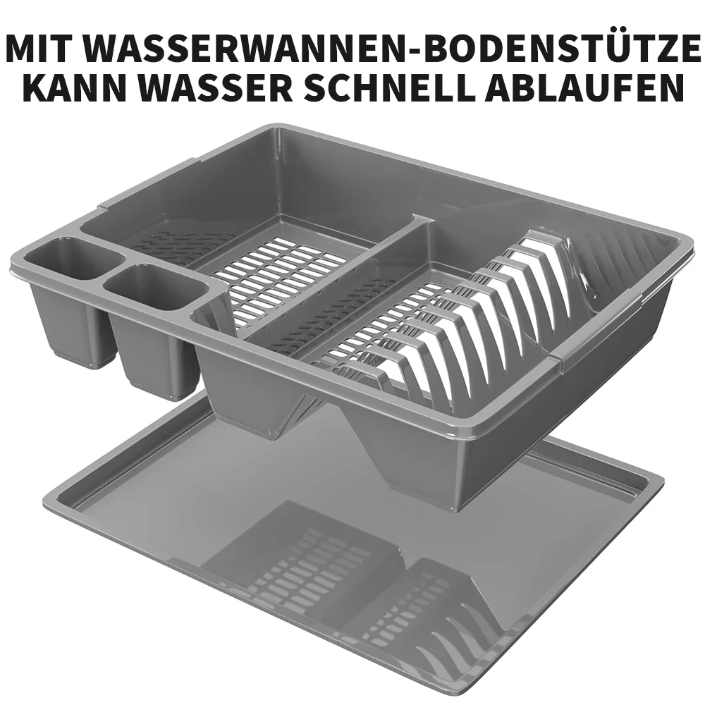 1 Stück Geschirrtrockner Küchenutensilien-Abtropfgestell mit Abtropfkorb Arbeitsplatten-Geschirrorganizer Küchen-Aufbewahrungsregal – Detail 2