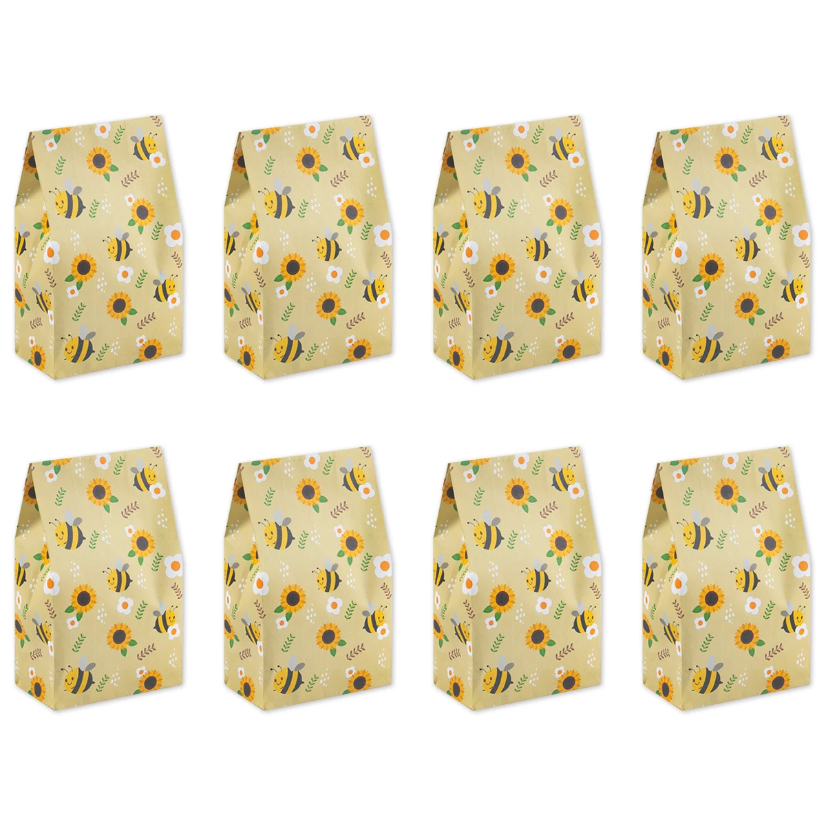 10/20PCS Yellow Bee Gift Bags – Cute Bee and Sunflower Print Paper Bags for Birthday Pa... - SKU YBGB2043 - UGI Packaging