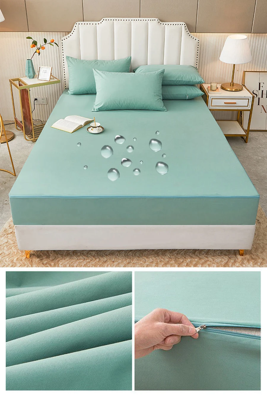 Drap housse,Juste de Matelas Imperméable avec Fermeture Éclair,Protège — free download