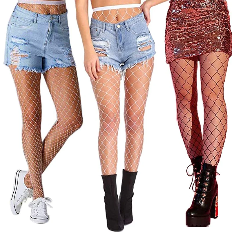 

Sexy Hollow Out Women's Long Fishnet Body Stockings Fish Net Pantyhose Mesh Nylon Tights Lingerie Black Thigh High Waist Hosiery