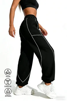Sport Trousers Women Loose pants Casual Wide leg Sport Pants with Pockets Stretch Waist Fitness Running Pants Gym Sweatpants