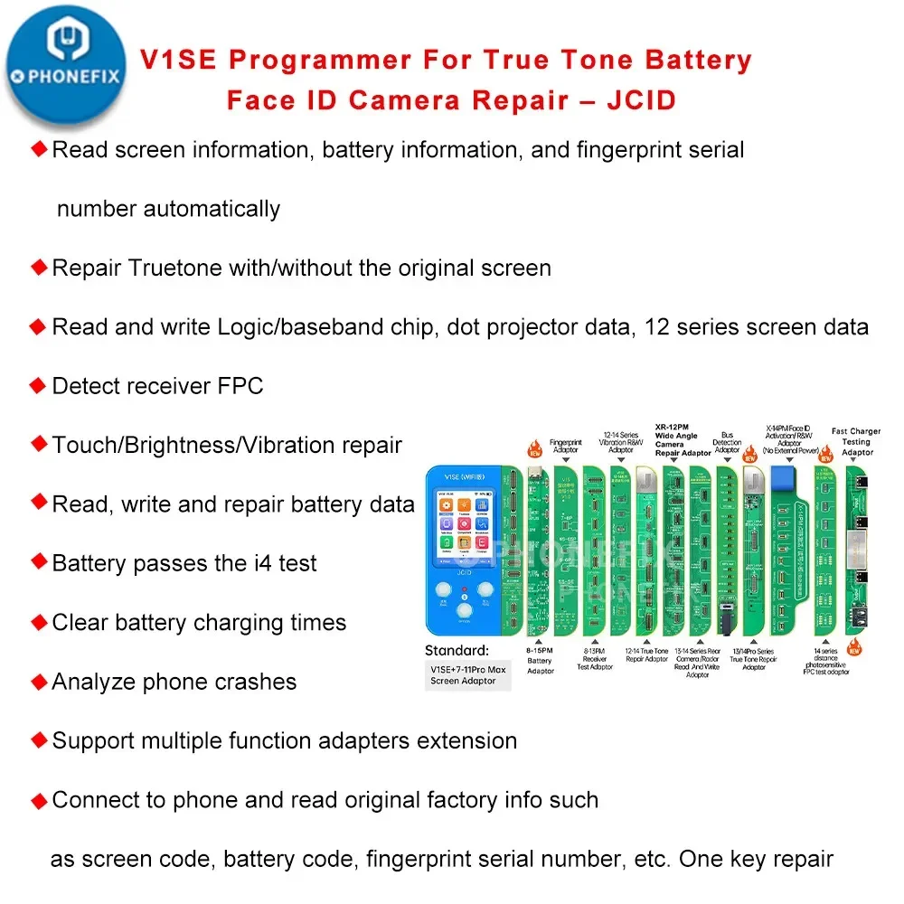 JCID V1SE (WIFI版) スマートプログラマー JCID V1SE Wifi True Tone Repair Programmer w/ 9 Boards for