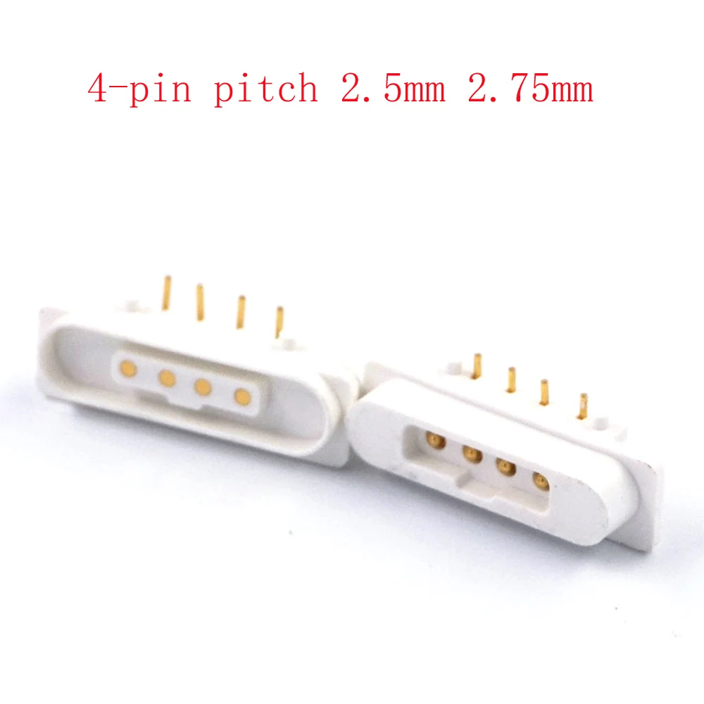 1 Paio Di Connettori Pogo Pin Magnetici Cc Impermeabili Bianchi 2 Posizioni Passo 2.5Mm Pin Pogo Caricato A Molla Maschio Femmina Striscia Di Contatto