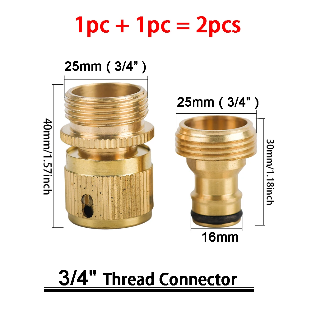 Garden Hose Quick Connect Brass Fittings Set - 3/4 & 1/2 Female and Male Connectors