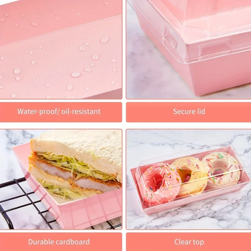 Sandwich packaging box Puff paper cake box rectangular box baking cake box 100pcs