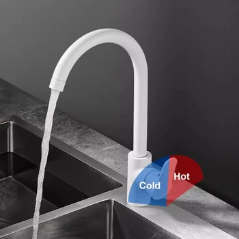Rubinetto miscelatore moderno per uso domestico caldo e freddo Rubinetto da cucina Rubinetto per lavabo Rubinetti da cucina Rubinetti bianchi montati su piano 1