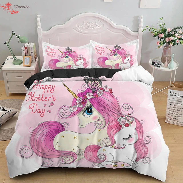 Conjunto de edredom rosa capivara para crianças jovens, roupa de cama Kawaii  animal de estimação aquarela adorável conjunto de edredom capivara rosa  decoração de quarto, enchimento floral de coração amor com 2