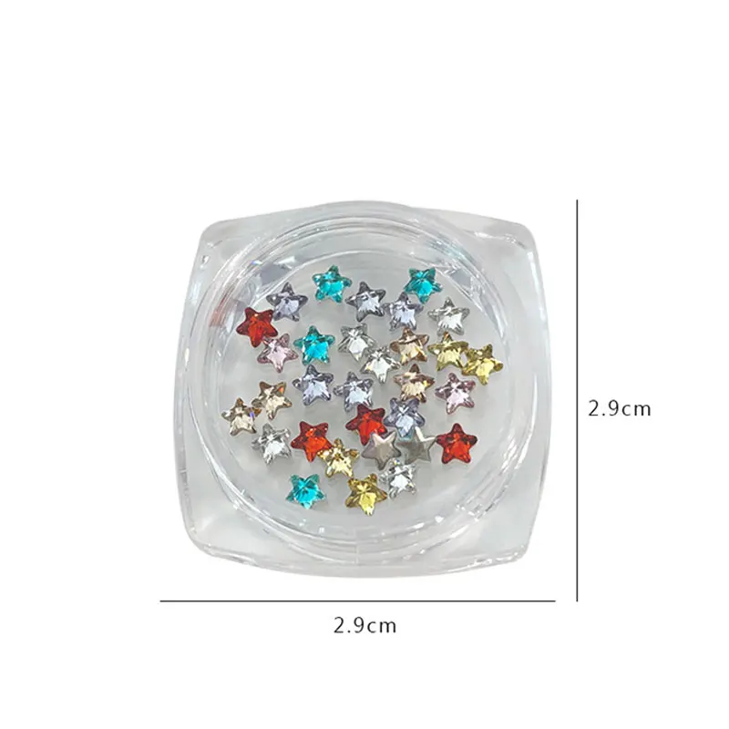 30개 미니 오각별 지르콘 네일 아트 참 네일 글리터 라인스톤 레드/그린 플랫백 펜타그램 DIY 겨울 장식