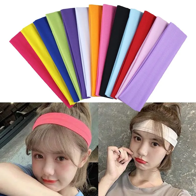 Unisex Fashion Sports Headbands Solid Elastic Hair Bands Running Fitness Yoga Hair Bands Stretch Makeup Hair Accessories