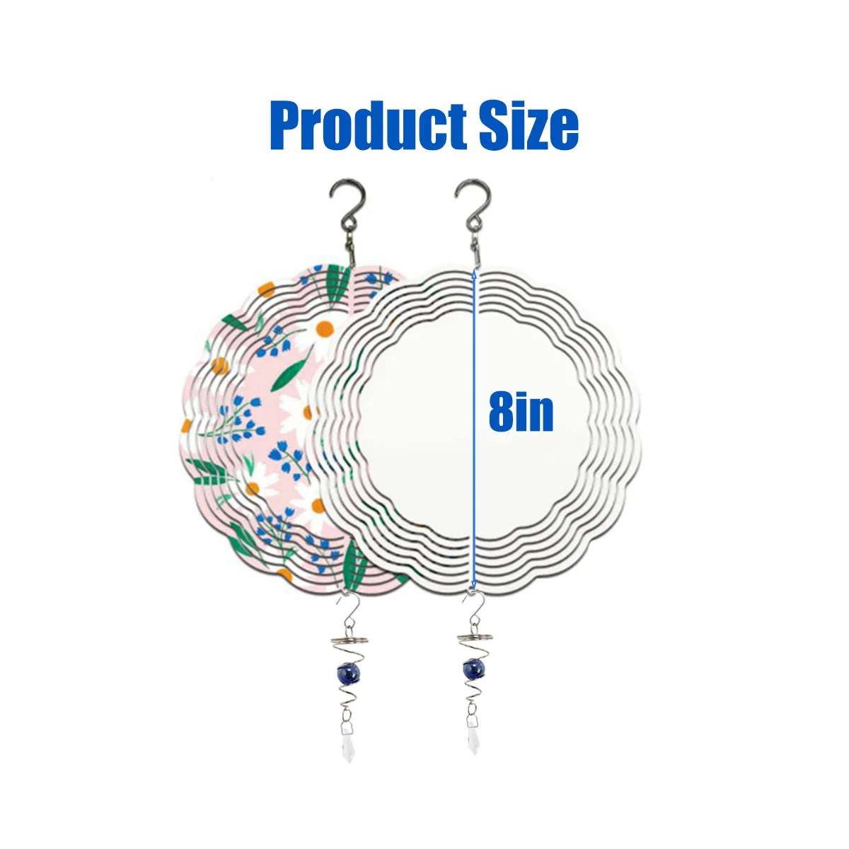 

4Pack 8 Inch Sublimation Wind Spinner Blanks,with 4 Spiral Tail, Outdoor Wind Spinners for Garden Yard Gift