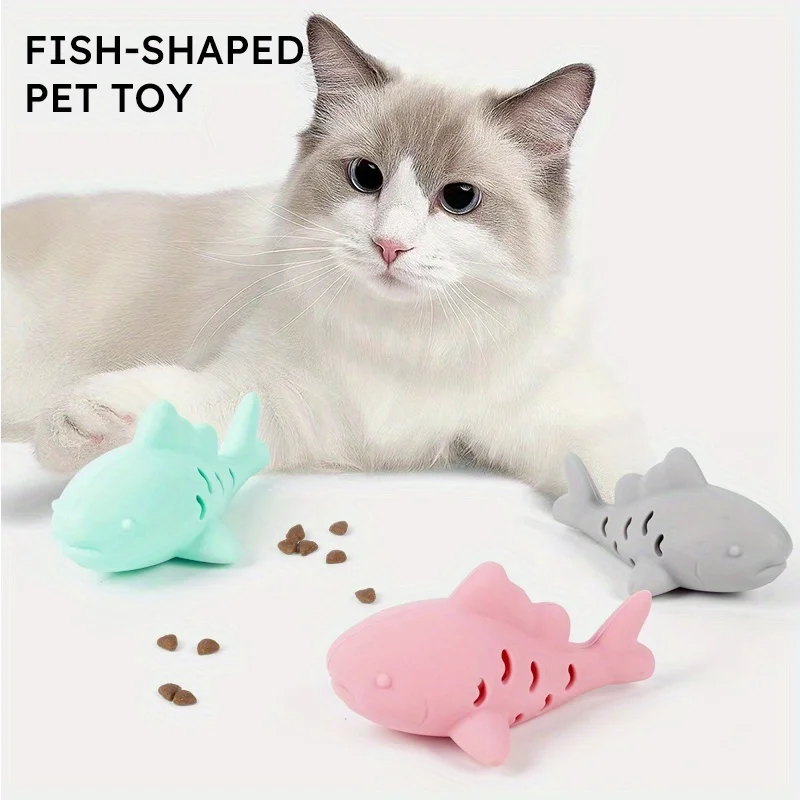 Pet's Chew Toy - Silicone Treat Dispenser Teeth Grinding & Mental Enrichment,  Bite-Proof for Small Pets, Vibrant Fish Design