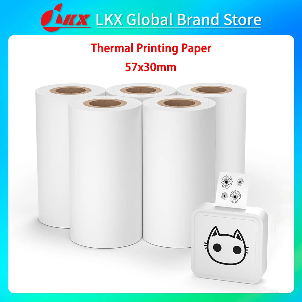 

LKX Mini Photo Printer Paper Rolls Thermal Paper 57x30MM White Gift DIY Sticker Label Receipt Bill for Peripage A6 A8 P1