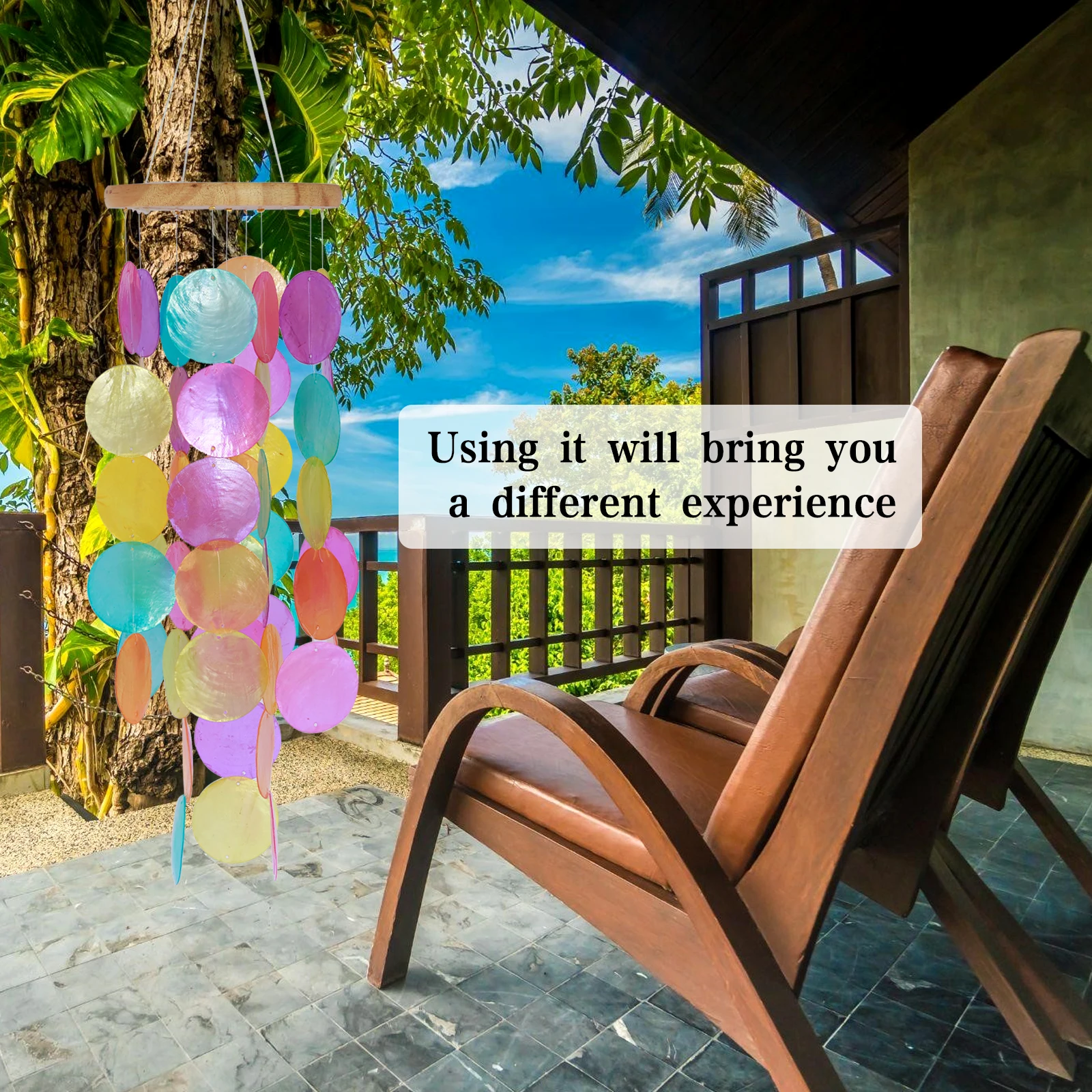 Shell Wind Chimes Hanging Handmade Colorful Shell Wind Chimes Delicate Outdoor Wind Chimes Decoration Lightweight Waterproof