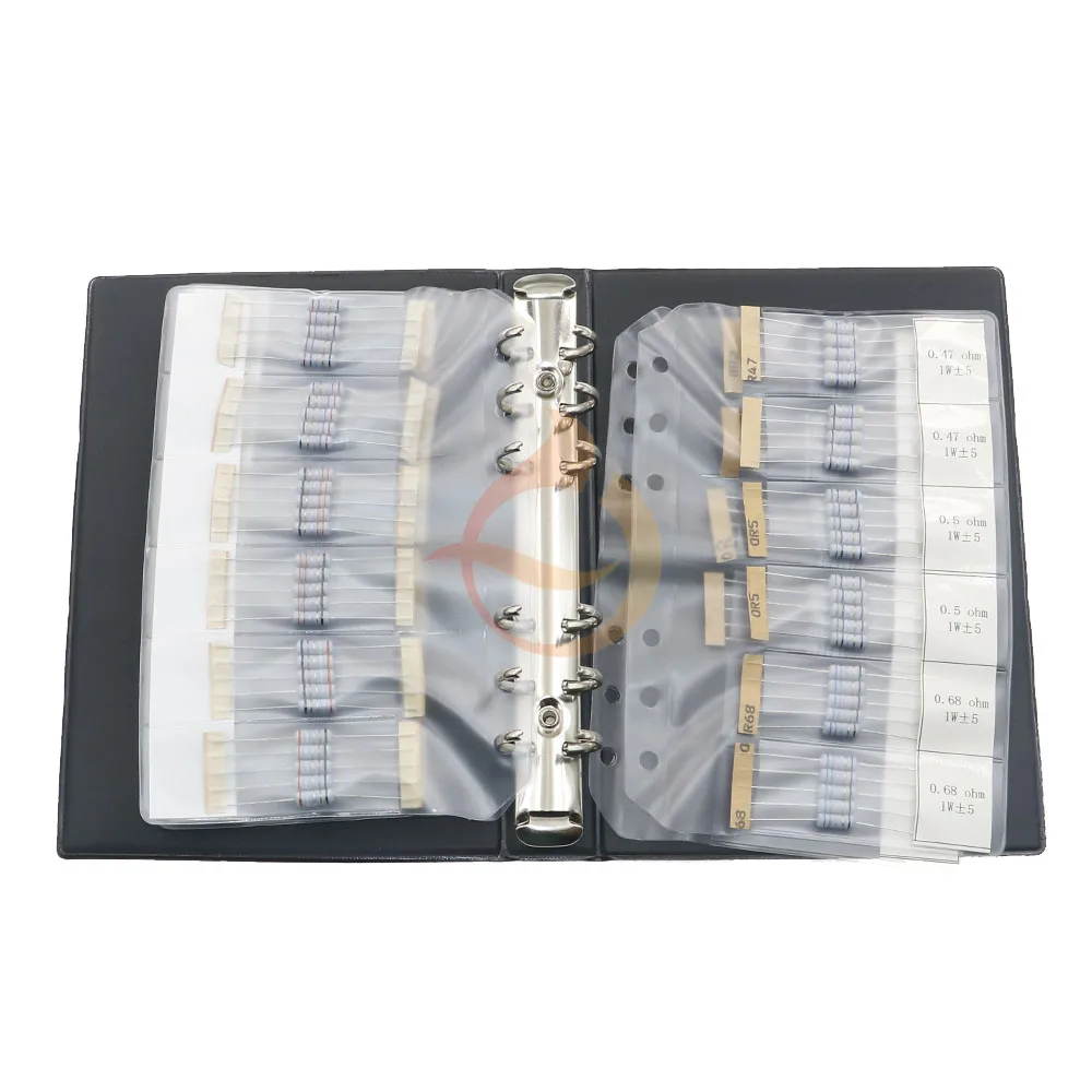 퓨즈 권선 저항기 샘플 북 모듬 키트, 0.1ohm, 0.15R, 0.18R, 0.2R, 0.22R, 0.33R, 0.47R, 10R, 22R, 33R, 47R, 51R, 82R, 100R, 1W