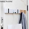Creative Wall Hat Clothes Adhesive Solid Wood Wall Hangers  Folding Coat Hook Wooden Wall Living Room Kitchen Toilet Bamboo Rack 4