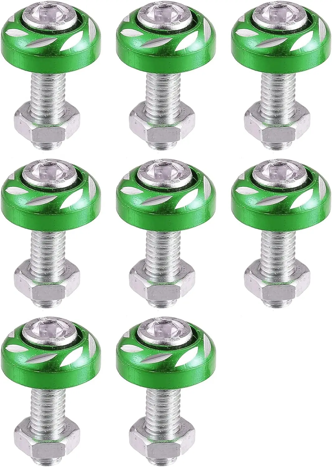 

8 Pcs Aluminum Alloy License Plate Bolt Screw Nuts for Car Motorcycle Green