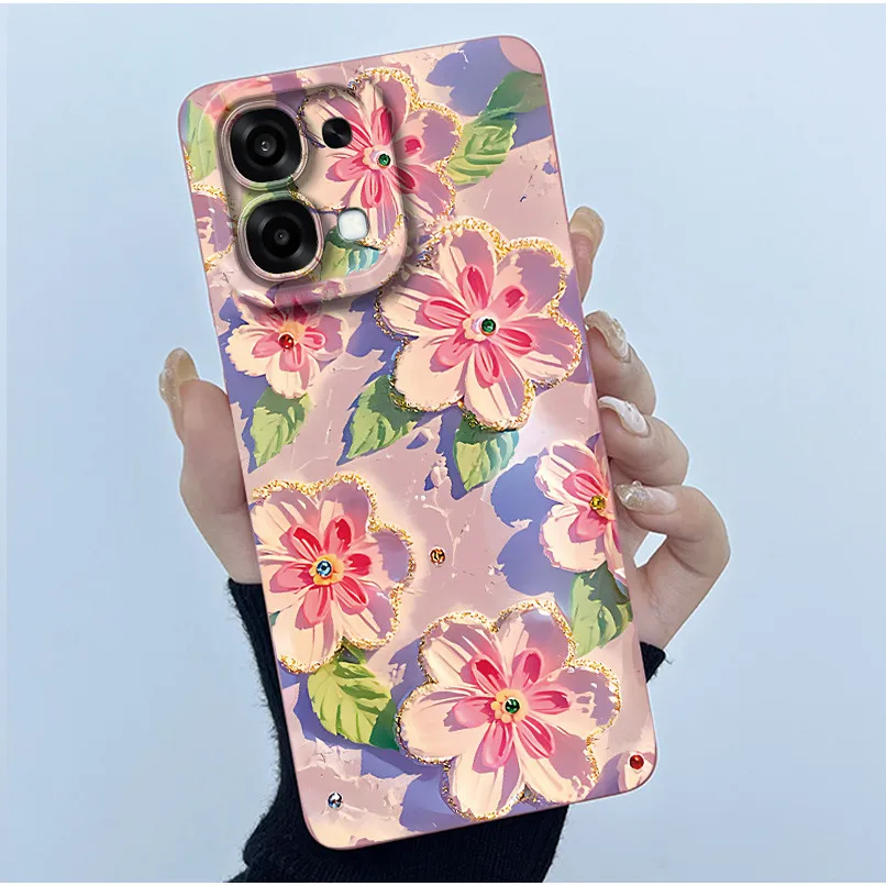 Floral Oil Painting Silicone Shockproof Phone Case - Fashion Simplicity Design