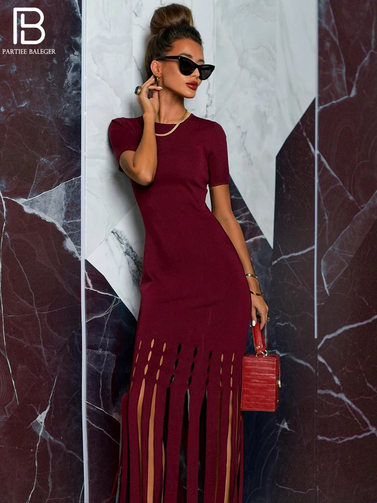 

PB Summer Dresses For Women Party Wedding Evening Hollow Out Short Sleeves Solid Celebrity Club Bodycon Mini Vestidos New