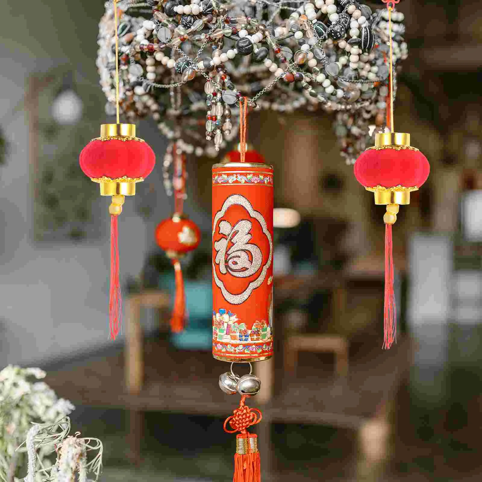 

30 Pcs Decorate Chinese Red Lantern Child Ornament New Year Ornaments Flocking Cloth Hanging Lanterns Decors