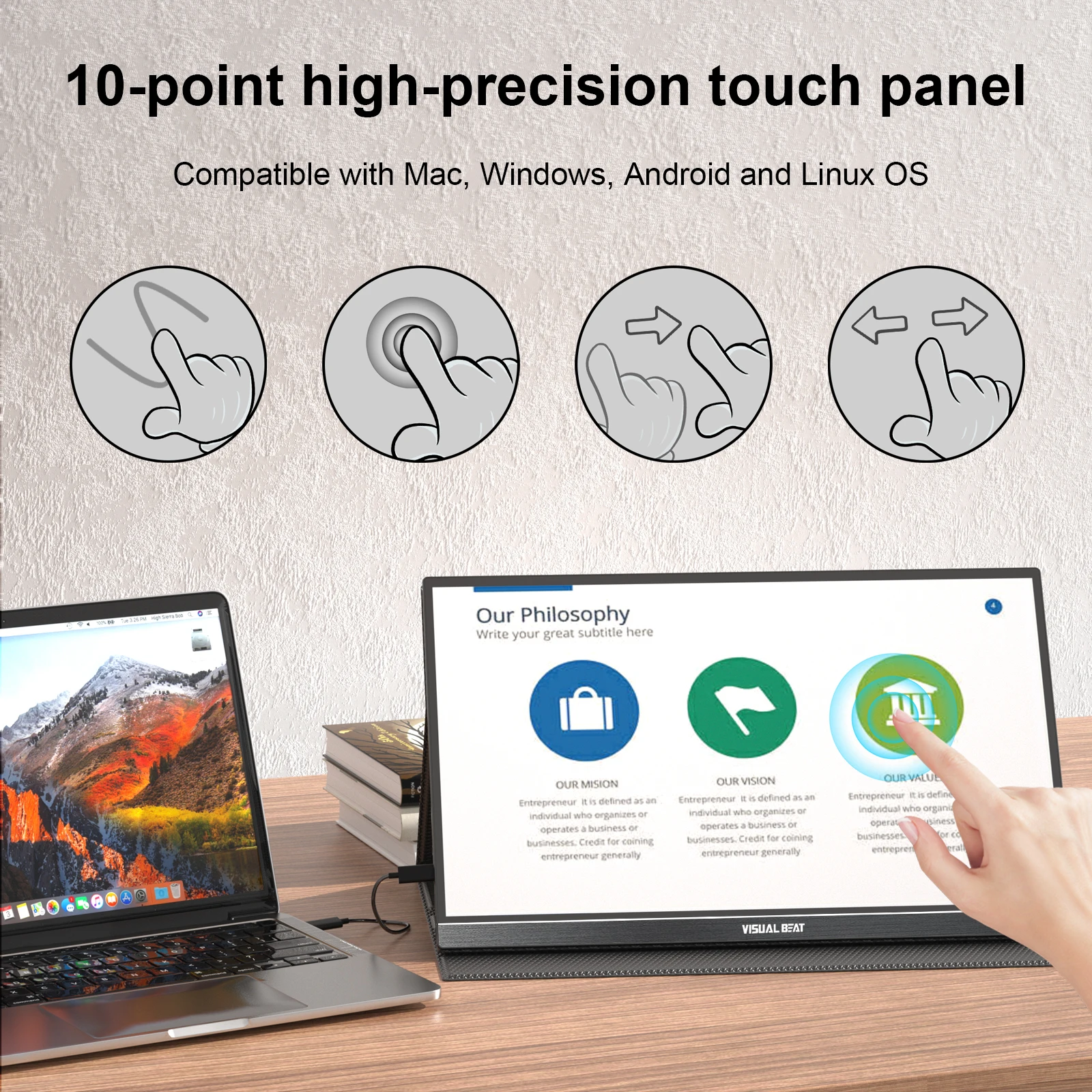 15.6 ġ ġ ũ ޴ , Ʈ PC Mac, FHD 1080P IPS HDR, USB C Ÿ HDMI LCD ǻ ÷