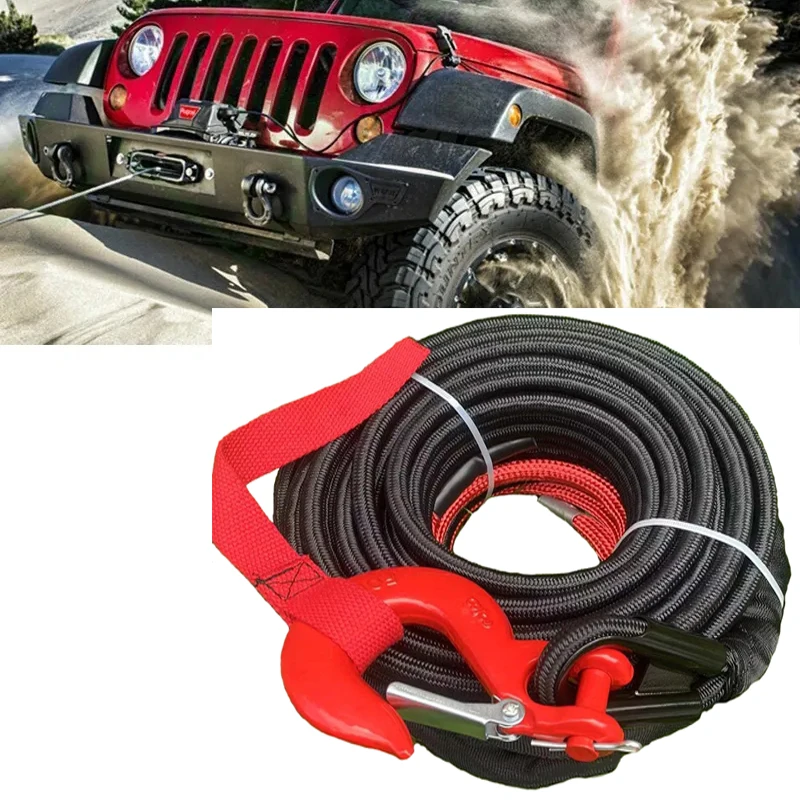 

Tow Rope 10mmX25M Winch Rope 9.5ton For SUV Jeep Self-help Super High Molecular Rope Tow Hook Streamers Double Winch Rope