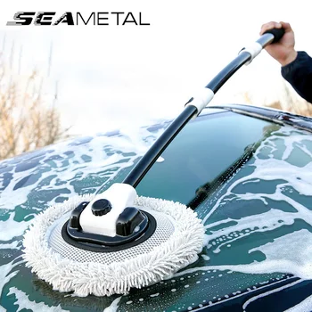 SEAMETAL-15 도 벤드 자동차 청소 브러시, 세차 브러시 길이 조절 긴 핸들 청소 걸레 셔닐 빗자루 세차 관리를 위한