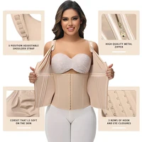 Shapewear femmes colombien Fajas taille formateur ventre contrôle gilet corps Shaper 17 os en acier 3 rangées crochets fermeture éclair sangle réglable 3