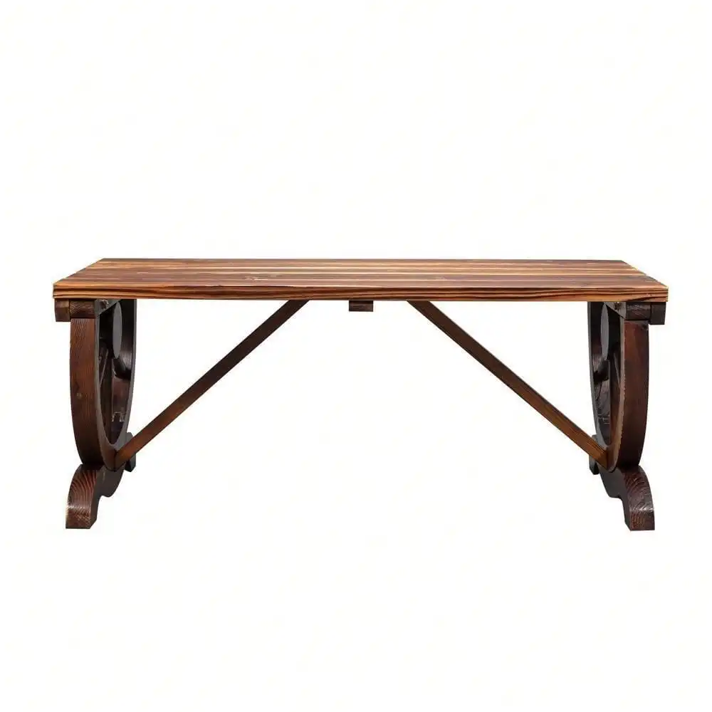 Wagon Wheel Patio Garden Bench 4