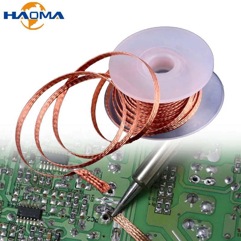 Width 1~4mm Desoldering Mesh Braid Tape Copper Solder Wire Welding Point Remover Tin Removal Wick Lead Cord Flux For Soldering