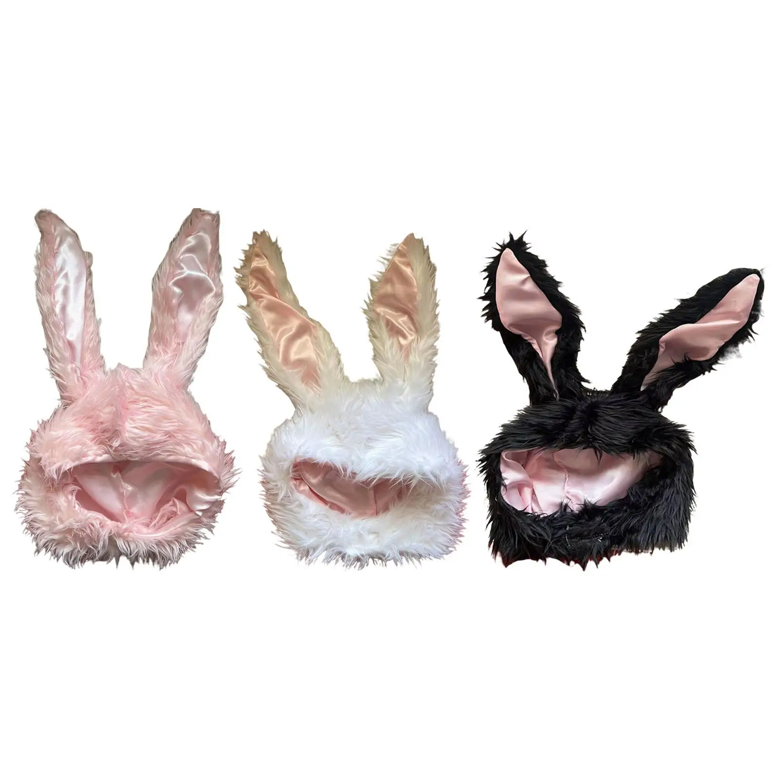 Plush Rabbit Ears Hat Headwear Headdress Bunny Ears Hood Party Favor for Easter Halloween Christmas Party Cosplay Photo Props