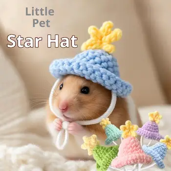 Cute Handmade Knitted Hat Pet Hat Tiny Hamster Parrot Chipmunk Guinea Pig Hat Small Animal Adjustable Hat Decoration Accessories