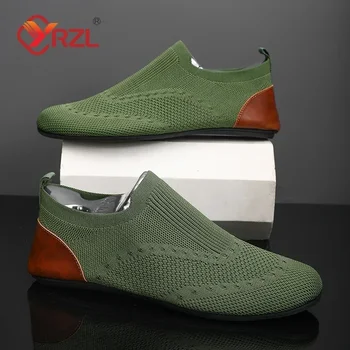 YRZL Loafers Men Soft Driving Moccasins High Quality Flats Male Walking Shoes Breathable Mesh Casual Loafers Slip on Mens Shoes 1