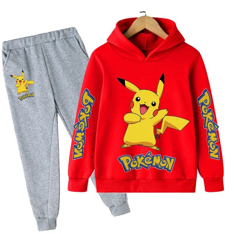 children's clothing sets boy 4-14 Years Children Set Baby Boys Pαkemon Sweatshirt Children Tops Kids Boys Girl Clothes Cotton Print Pαkemon Hoodies Pant Suit pajamas for newborn girl 