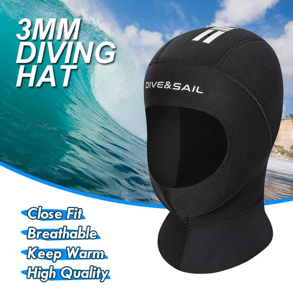 3mm Neoprene Diving Cap Black Unisex Sun Protection Warm Diving Cap Outdoor Surfing Kayak Scuba