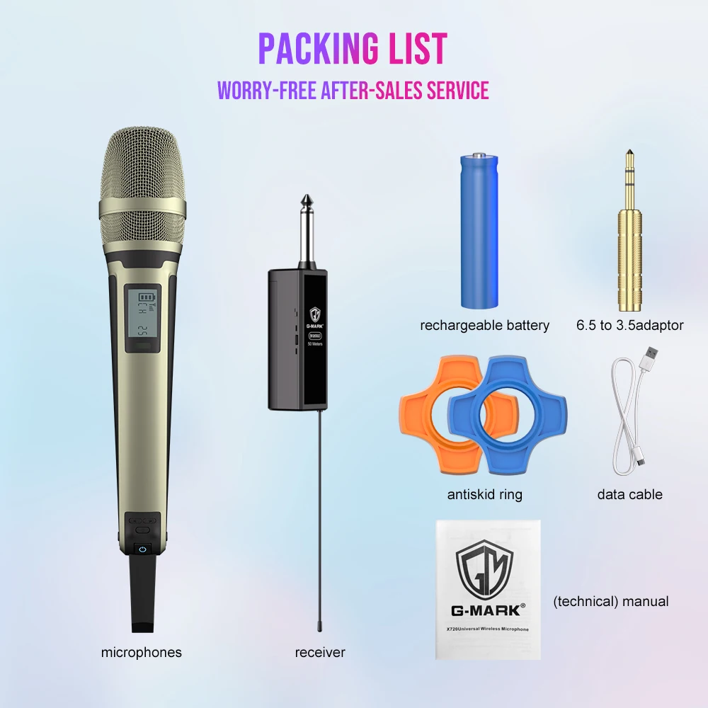 G-MARK 전문 UHF 주파수 조정 가능 무선 마이크, SKM9000, 금속 셸, 파티 쇼 교육 결혼식