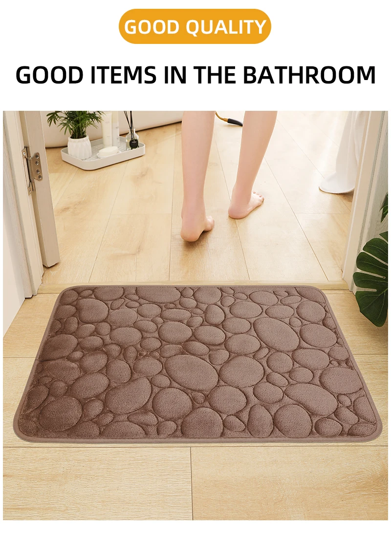 Bestickte Kieselstein-Korallenvelours-Bodenmatte, Badezimmerteppich, U-förmige Schwamm-Absorbiermatte, Fußmatte, Türmatte, Zweiteiliges Set – Detail 4
