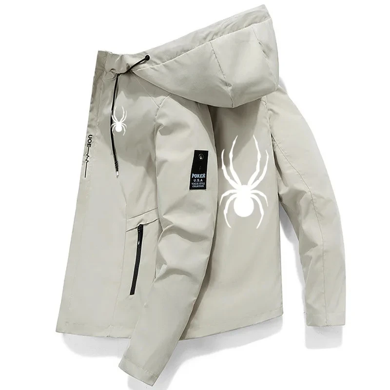 Sports Jacket Windbreaker Jacket Casual Jacket Men Spring Autumn Monochrome Zippered Hooded