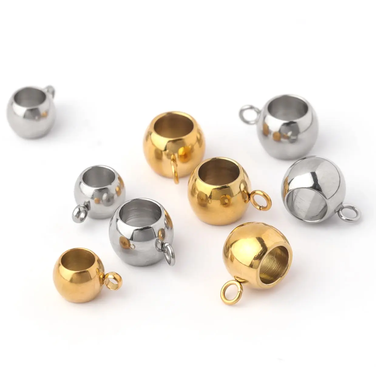 

Stainless Steel Fasion Spacer Bead Gold Color Silver Color Round Loose Bead DIY Bracelet Neclace Jewelry Make Accessory 10pcs