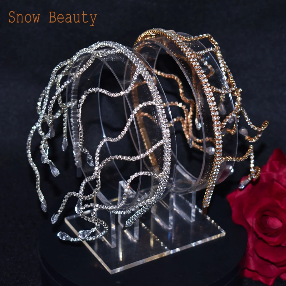 A453 Sparkly Rhinestone Bridal Tiara Hair Accessories Wedding Headbands Crystal Hair Ornament Women Crown Crystal Headwear