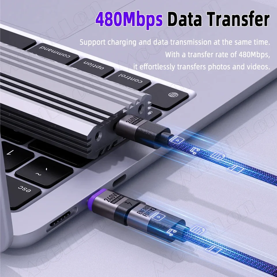 Adattatore Magnetico 3 In 1 USB-C | 240W Ricarica Rapida | Con Connettori Tipo C, IPhone, Micro USB | 2 Pezzi
