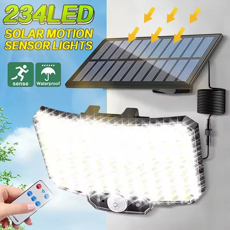Solar-Powered LED Motion Sensor Security Light – Waterproof Outdoor Flood Lamp with 3 Lighting Modes