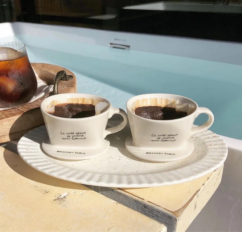 Korean Style Fan Coffee Filter Cup Ceramic Simple Letter Pattern Tea Pot Filter Ins High Quality Household Routine