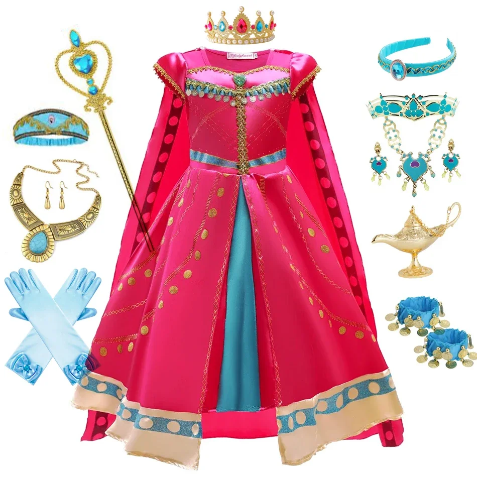 Girls Jasmine Cosplay Costume Red Princess Dress Children Halloween Party  Aladdin Outfit Belly Dancing Suit - AliExpress 1501