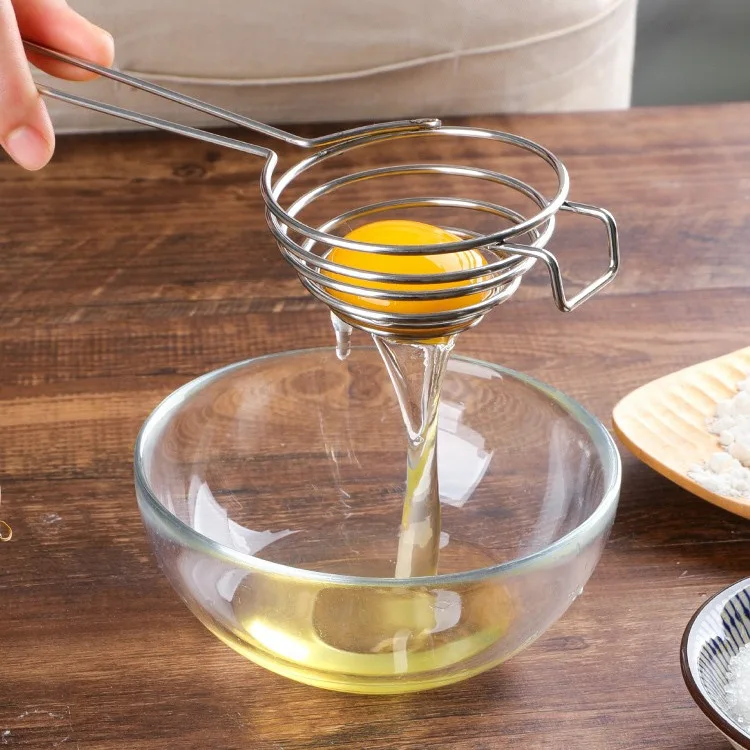 Egg Separator Long Handled Eggs Yolk Filter Stainless Steel Egg White Yolk Sifting Filter Eggs Divider Kitchen Baker Tool