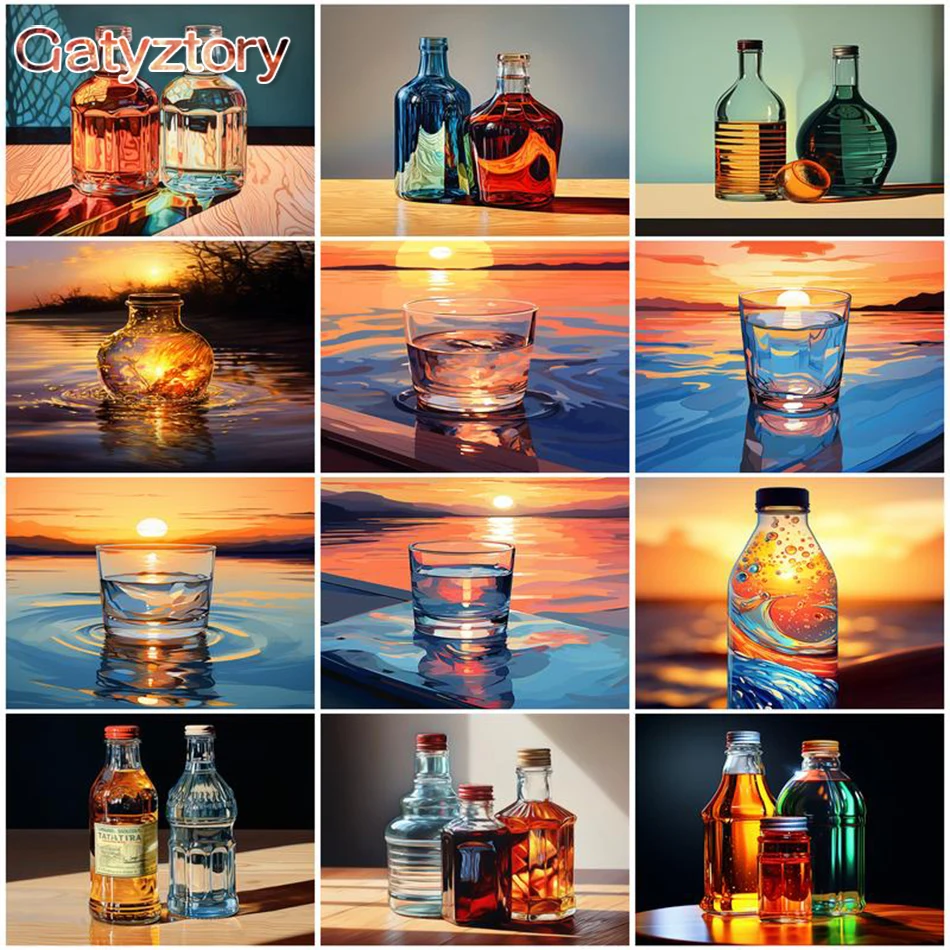 

GATYZTORY Oil Painting By Numbers Landcscape Bottle Paints By Number On Canvas Modern Painting Kits DIY Handwork Gift Home Decor