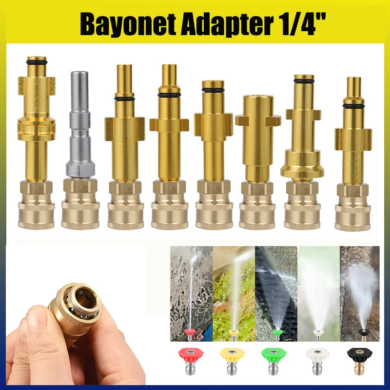 

Pressure Washer Quick Connector 1/4" to Spray Gun Wand Bayonet Adapter 1/4" Quick Disconnect Release Fitting for Karcher Lavor