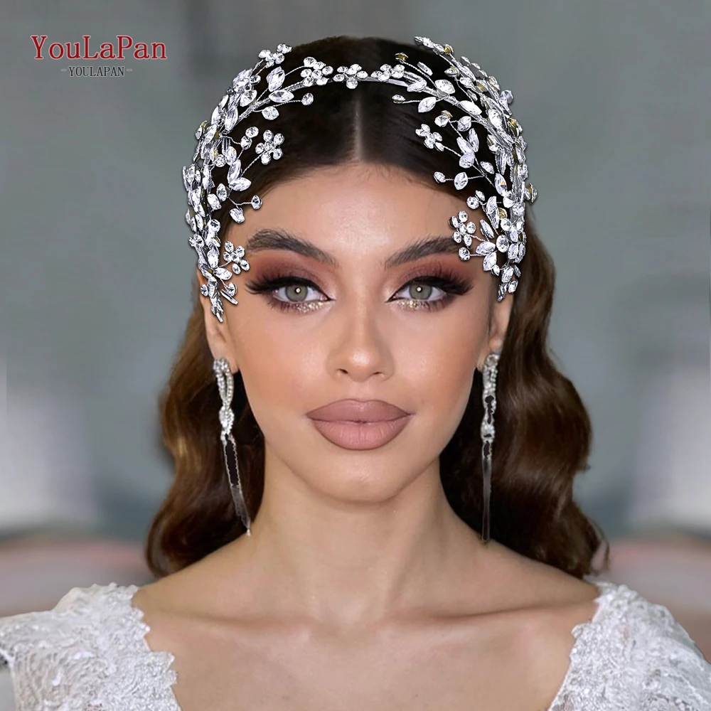 YouLaPan Luxury Rhinestone Bride Headband Handmade Silver Color Wedding Hair Accessories Fashion WWomen Hair Hoop Headwear HP794