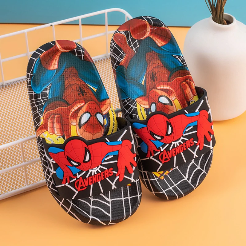 Disney Kids Slippers for Boys Summer Beach Indoor Cartoon Spiderman Home Non-Slip Garden Shoes kids slippers