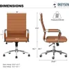 Office Desk Chair, Ergonomic Leather Modern Conference Room Chairs, Executive Ribbed Height Adjustable Swivel Rolling Chair 3