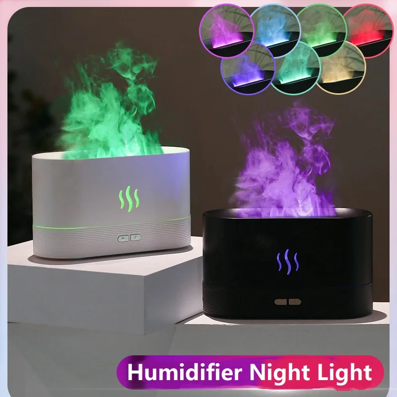 

Night Light Humidifier, Ultrasonic air Humidifier With LED Lighting, Simulation Colorful Flame Machine, USB Small Househol